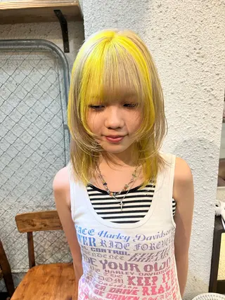 ミディアム カラー ハイトーンを育てる ブリーチカラー/牧原のヘアスタイル