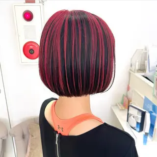 ショート カラー ヘアアレンジ 吉水 彩乃 /ボブ/艶感カラーのヘアスタイル