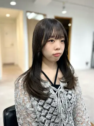 セミロング カラー パーマ ヘアアレンジ メンズ キッズ 骨格レイヤーカット 🌿美髪縮毛矯正のヘアスタイル
