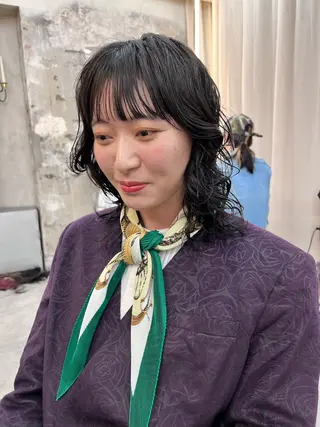 ミディアム カラー パーマ 圧倒的デザイン力 店長🎨RENAのヘアスタイル