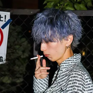 ミディアム カラー パーマ メンズ ハイトーン/メンズマ ッシュ/KYOHEIのヘアスタイル