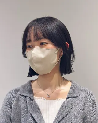 ショート カラー パーマ ヘアアレンジ メンズ 切りっぱなしヘアボブ ミディアムヘアRYOのヘアスタイル