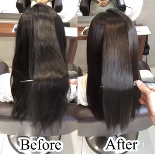 ロング 美髪矯正/髪質改善 /透明感ある艶カラーのヘアスタイル