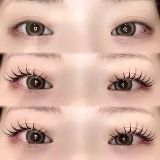 マツエク・マツパ 岩戸優奈 束感まつげ ピンク/ベージュのヘアスタイル