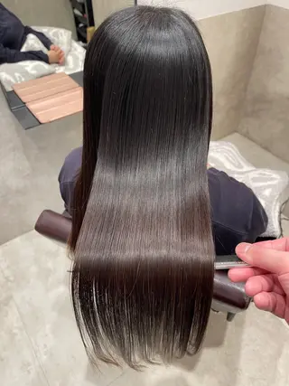 ロング 縮毛矯正クロスパーマ 益子達也のヘアスタイル
