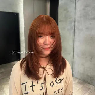 ミディアム カラー 暖色/ブリーチカラー 🍊 yu-na.のヘアスタイル