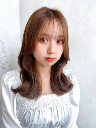 セミロング カラー 顔周り/くびれヘア 韓国ヘア💕風間るなのヘアスタイル