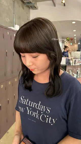 セミロング カラー maho/垢抜け カラーパーマメイクのヘアスタイル