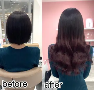 カラー セミロング 桃屋 桃屋のヘアスタイル