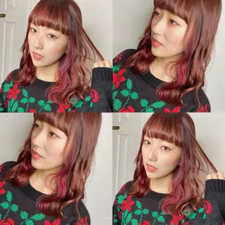 ミディアム カラー ヘアアレンジ TAKUMAブリーチ /切りっぱなし🪽のヘアスタイル