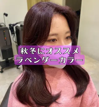 ロング カラー パーマ ヘアアレンジ 韓国・韓国ヘア 髪質改善のヘアスタイル