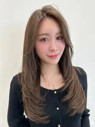 ロング カラー 新宿✨顔周りカット 韓国ヘア/坂本亜裟海のヘアスタイル