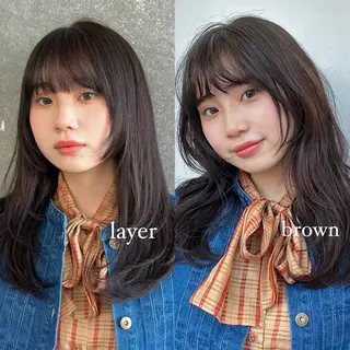 セミロング レイヤー/艶カラー /パーマ💚千琴のヘアスタイル