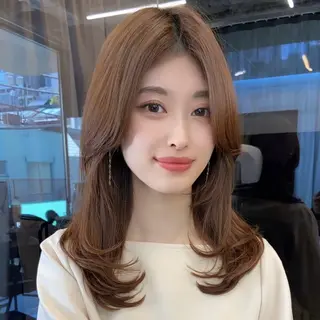 セミロング カラー 髪質改善/韓国ヘア 顔まわり特化yutoのヘアスタイル