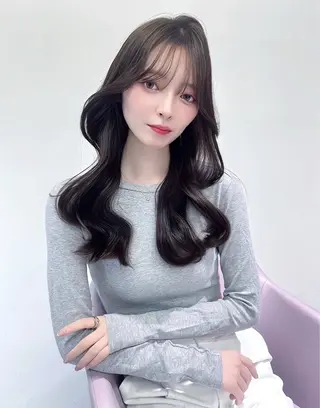 ロング カラー ヘアアレンジ レイヤー/髪質改善 縮毛/ハッシュカットのヘアスタイル