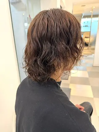 ミディアム パーマ メンズ デジタルパーマ 🌀ボブ　萩原　龍のヘアスタイル