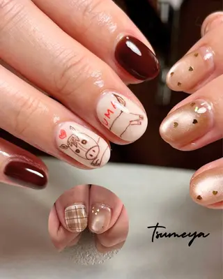 ネイル tsumeya ゆるかわ手描きネイルのネイルデザイン