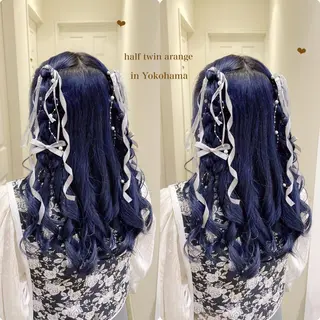 セミロング ヘアアレンジ シールエクステ横浜 🐏☁️miminaのヘアスタイル