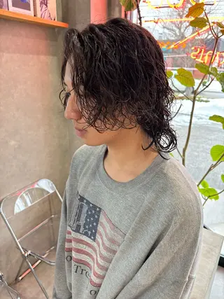 ミディアム パーマ メンズ 長谷川 湧のヘアスタイル