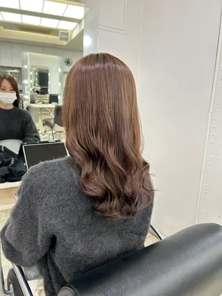セミロング コテ巻き風パーマ💛 池袋のヘアスタイル