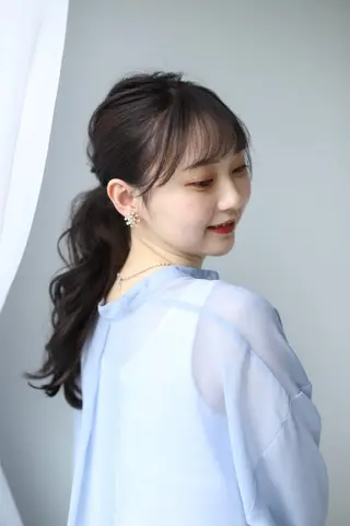 セミロング カラー ヘアアレンジ 髪質改善/韓国/ ヘアセット/夏美のヘアスタイル