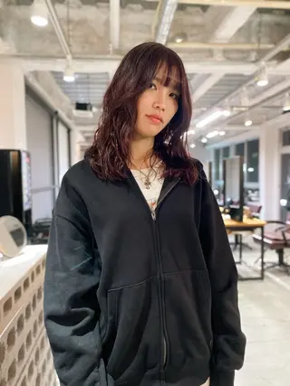 セミロング カラー パーマ KOOKI スティードトーキョーのヘアスタイル