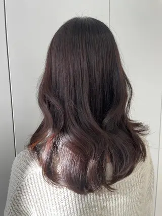 セミロング カラー ヘアアレンジ 小顔カット前髪 顔周りカット林亮佑のヘアスタイル