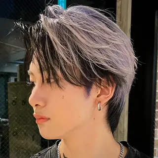 カラー メンズ ウルフ/レイヤー/ ブリーチカラーのヘアスタイル