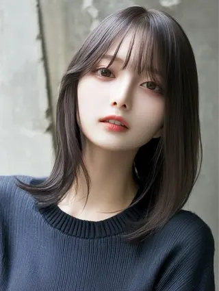 ミディアム カラー 優作 香椎カラー縮毛矯正のヘアスタイル