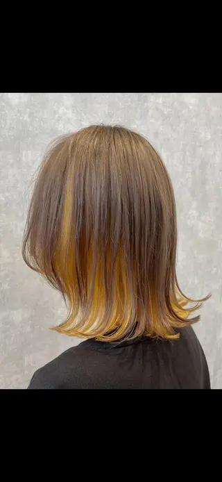 ミディアム インナーカラー/ ブリーチ/ことねのヘアスタイル