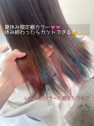 ロング 酸性ストレート/ブリ ーチなしWカラー河本のヘアスタイル