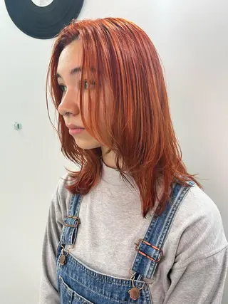 ミディアム カラー ヘアアレンジ ハイトーンを育てる ブリーチカラー/牧原のヘアスタイル