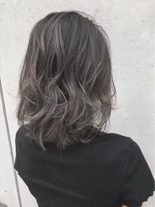 ミディアム カラー ニュアンスパーマ/ レイヤー/茶屋町のヘアスタイル