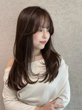 ロング カラー 興津/韓国レイヤー ダブルカラー美髪縮毛のヘアスタイル