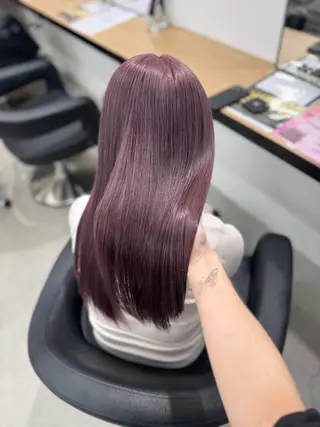 セミロング カラー ヘアアレンジ 🤍淡色ピンク&ラベ ンダーYUKI🤍のヘアスタイル