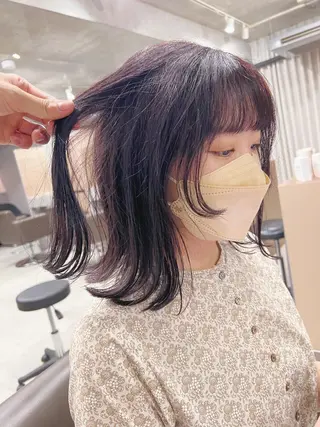 ミディアム カラー ボブパーマコテ巻き風 パーマNo1深江秀平のヘアスタイル