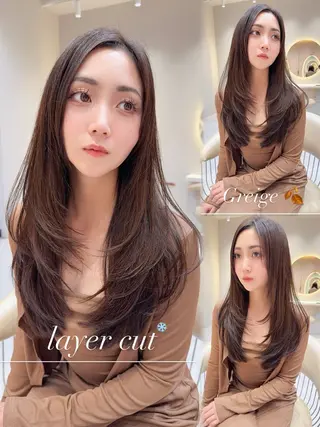 セミロング カラー 縮毛矯正✨🫧 レイヤー川村利幸のヘアスタイル