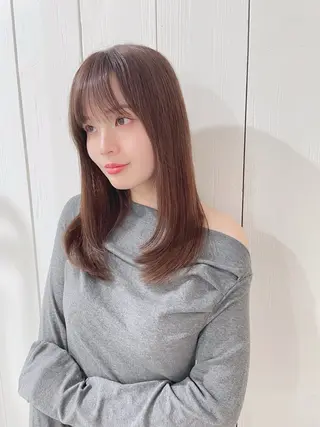ロング カラー パーマ 髪質改善|透明 感カラー🩵レイヤーのヘアスタイル