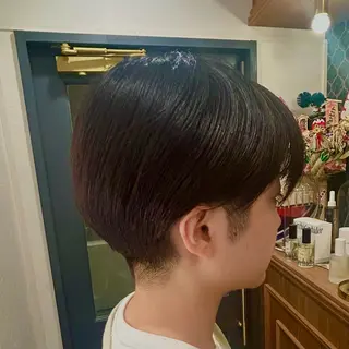 ショート メンズ オリーブカラー/みづ き/ボブパーマ🤍のヘアスタイル