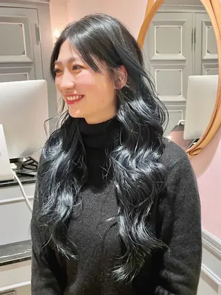 ロング カラー カットモデル ヨネダのヘアスタイル
