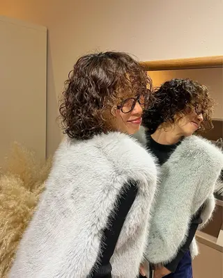 ミディアム パーマ 西村 錬之介のヘアスタイル