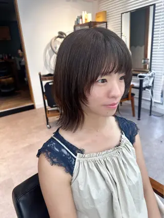 ミディアム カラー パーマ ヘアアレンジ メンズ キッズ レイヤーカット／顔周 りカット/縮毛矯正のヘアスタイル
