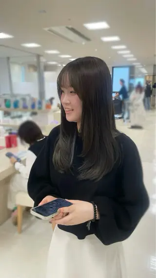 ロング シャドウパーマ／骨格 矯正カット　トモキのヘアスタイル