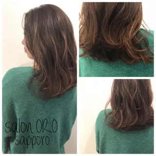 ミディアム カラー 平川 友希子のヘアスタイル