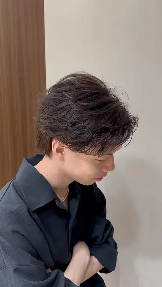 ショート メンズ メンズ特化/フェザー パーマ 和哉のヘアスタイル