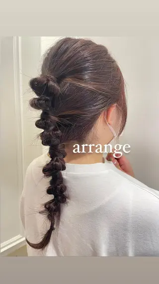 セミロング ヘアアレンジ ボブパーマ 🌷ヨシカワハナコのヘアスタイル