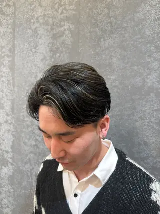 カラー メンズ 和夢/メンズカット/ パーマ/ハイトーンのヘアスタイル