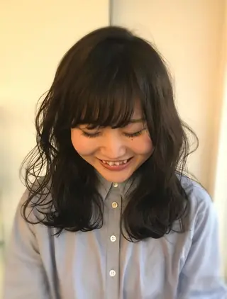 ミディアム パーマ みずの ゆきなのヘアスタイル