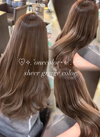セミロング カラー 🤎韓国ヘア ベージュ まゆか🤎のヘアスタイル