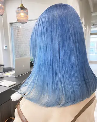 カラー セミロング ♡韓国ヘア♡ ブリーチ✨ハイトーンのヘアスタイル